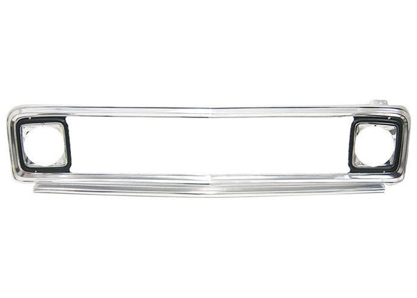 71-72 Chevy C10 Truck Polished Aluminum Outer & Inner Grille Shell with Blue Bowtie