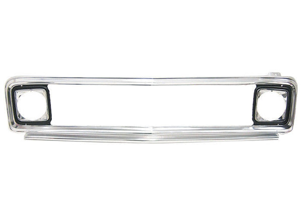 71-72 Chevy C10 Truck Polished Aluminum Outer & Inner Grille Shell with Blue Bowtie