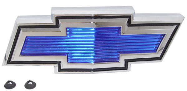 71-72 Chevy C10 Truck Polished Aluminum Outer & Inner Grille Shell with Blue Bowtie