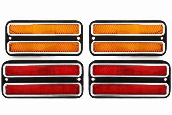 (4) 68-72 Chevy GMC Truck Front Amber & Rear Red Side Marker Light Lamps Set