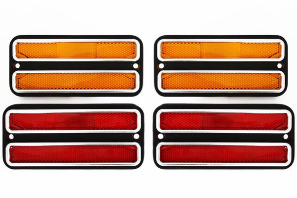 (4) 68-72 Chevy GMC Truck Front Amber & Rear Red Side Marker Light Lamps Set