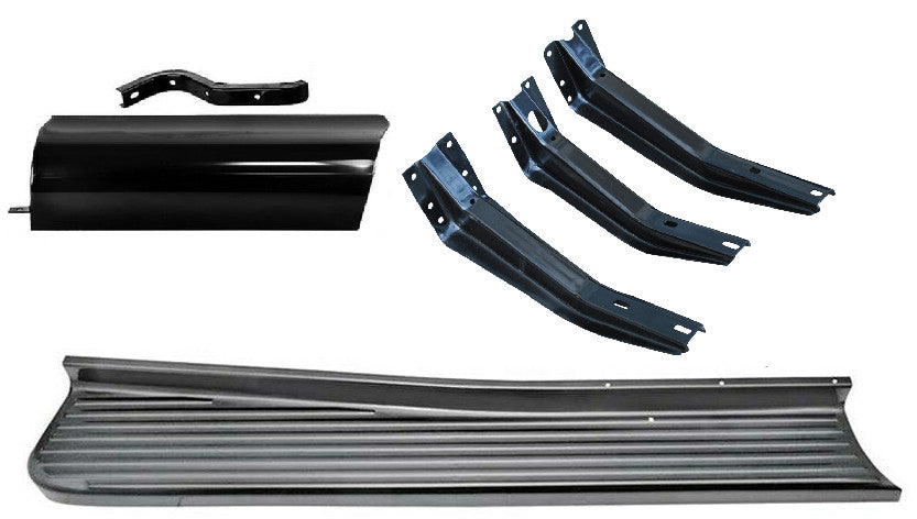 54-55 Chevy/GMC Truck LH Driver Step Running Boards, Brackets & Filler Panels