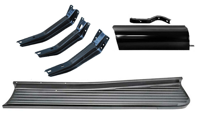 54-55 Chevy/GMC Truck RH Passenger Step Running Boards, Brackets & Filler Panels