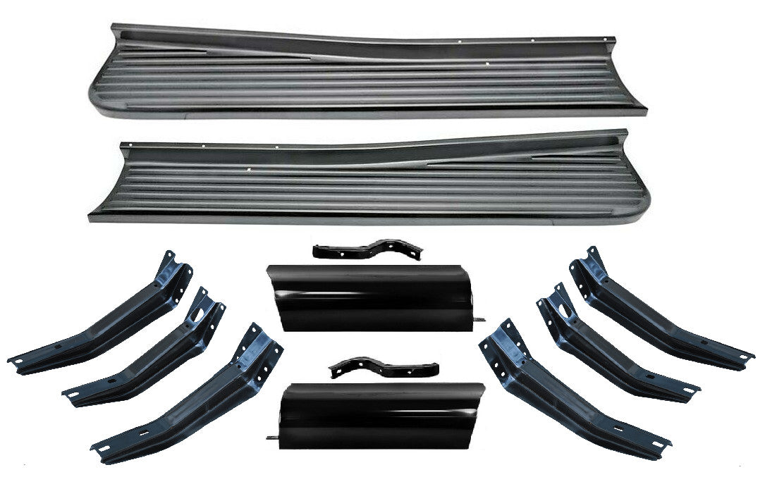 54-55 Chevy/GMC Truck LH & RH Step Running Boards, Brackets & Filler Panels