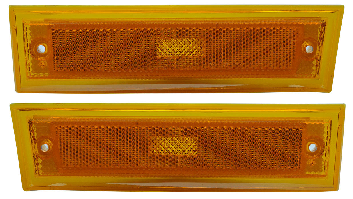 81-87 Chevy/GMC C10 Truck Front LH & RH Side Amber Marker Lamp Lenses without Trim