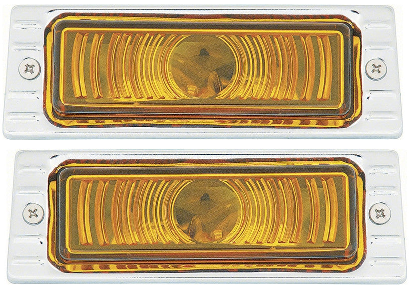 47-53 Chevy Truck Front LH & RH 12V Turn Light Parking Lamp Assemblies with Chrome