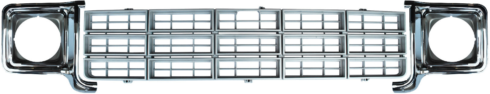 73-78 Chevy C10 Truck Silver Grille and LH & RH Chrome Headlight Bezels (Pair)
