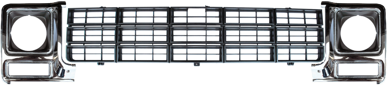 79-80 Chevy C10 Truck Black Inner Grill with LH & RH Headlight Bezels