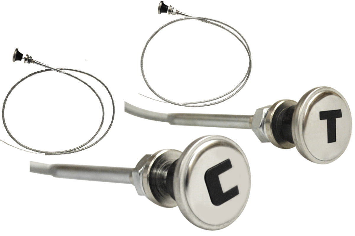 47-53 Chevy/GMC Truck Stainless Throttle & Choke Cable & Knob with Black Lettering