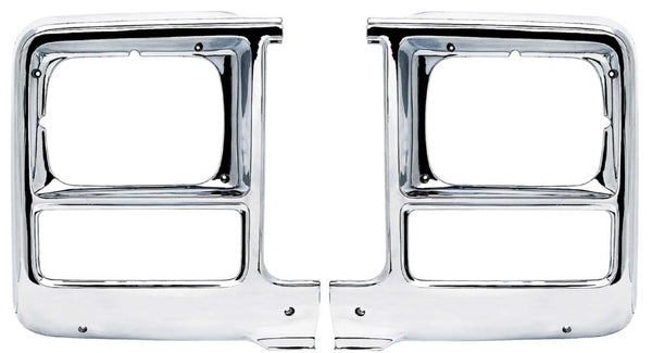 79-80 Chevy C10 Truck LH & RH Chrome Headlight Bezels for Single Rectangle Bulbs