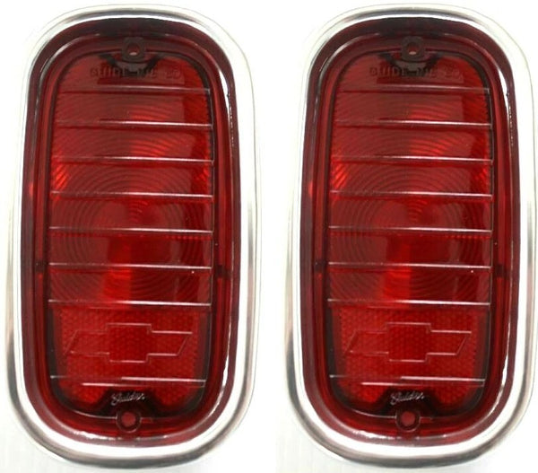 60-66 Chevy/GMC Truck Fleetside Rear Tail Light/Back-Up Lenses with Aluminum Trim