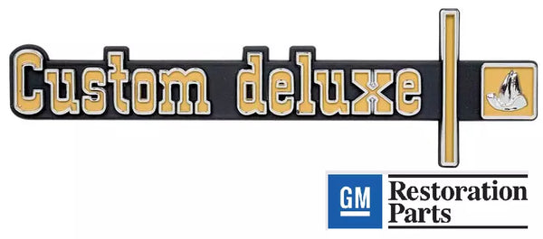 73-74 Chevy/GMC C10 Truck Dash Panel Emblem "Custom Deluxe"