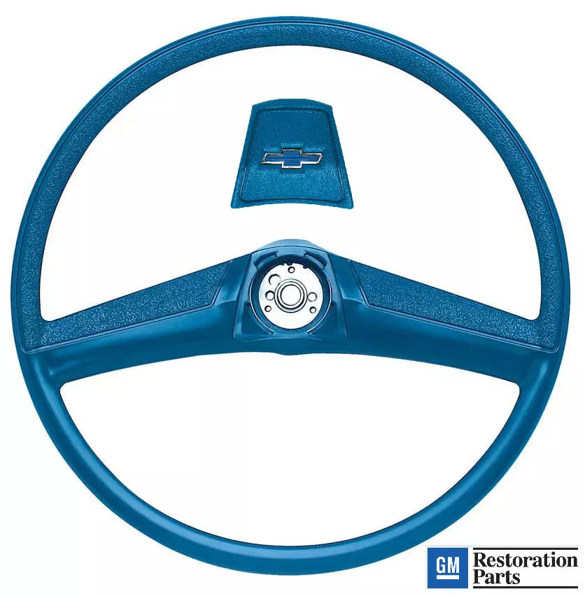 Grant 13.5" Black 4-Spoke Custom Steering Wheel For 1960-1969 Chevy C10 / K10 Truck With Blue Cap & Hardware