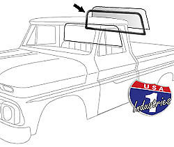 55-66 Chevy/GMC Truck Back Rear Window Glass Gasket Rubber Seal w/ Chrome Trim