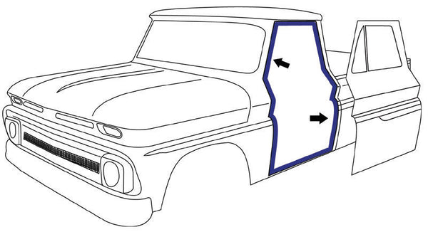 60-66 Chevy C10 Truck Premium Push-On Door Gaskets Rubber Kit Weatherstrip Seals