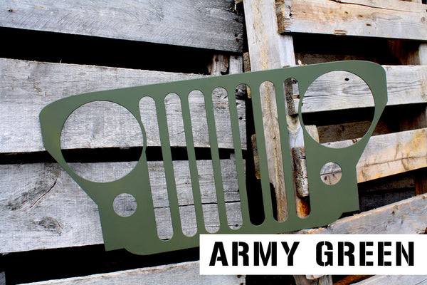 1941-1945 Willys MB WW II Jeep Grille Sign Army Green/Rust Patina