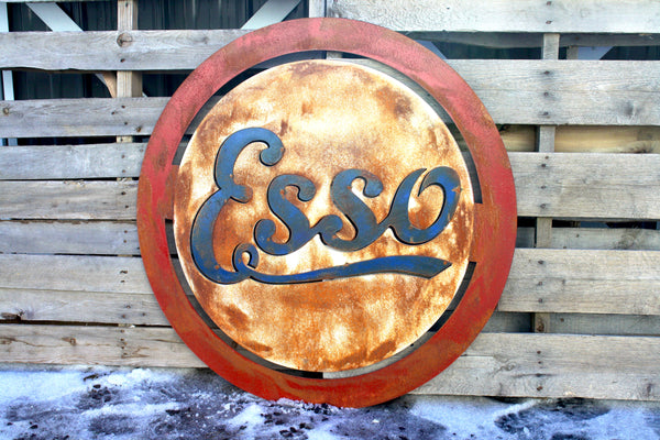 Rusty Patina Esso Gas Station Garage Sign