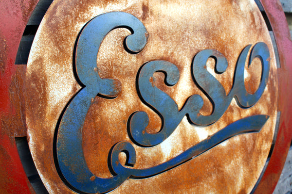 Rusty Patina Esso Gas Station Garage Sign