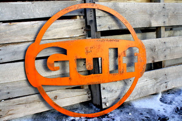 Vintage Orange/Rusted Patina Gulf Gasoline Sign