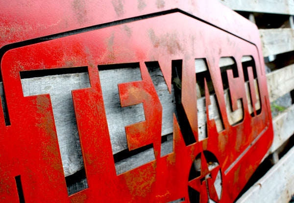 1963-1981 Red & Rusted Patina Texaco Gas Station Garage Sign