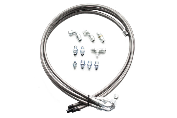 Hydroboost Brake Booster Braided Stainless 4 Line Hose Kit w/ AN Fittings