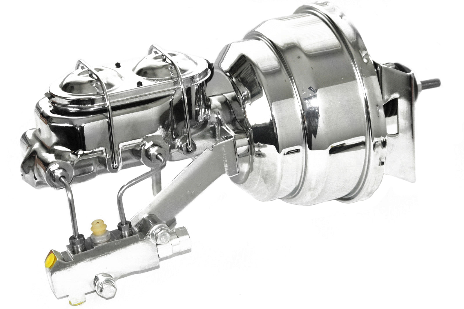 Gearhead Chrome 8" Dual Diaphragm Brake Booster & 1" Bore Smooth Top Master Cylinder, 4 Port