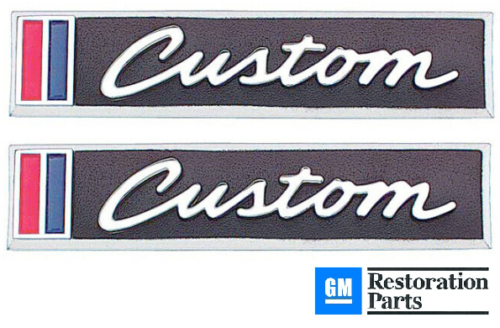 67-68 Chevy/GMC C10 Truck "Custom" Door Emblems GM Licensed **Restoration Grade**