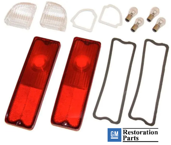 67-72 Chevy/GMC Truck Fleetside Red Tail Lights & Back-up Lamp Lens Kit w/Bulbs