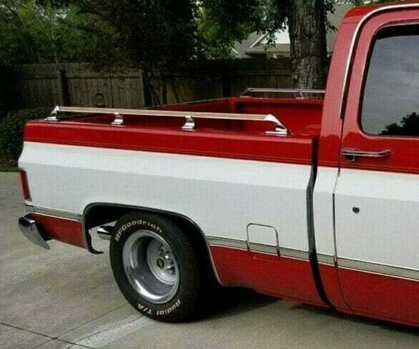 67-87 Chevy C10 Truck Factory Style Aluminum & Woodgrain Top Bed Rail Kit