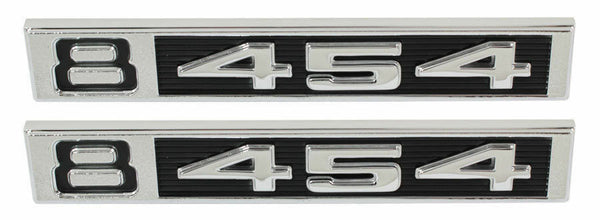69-72 Chevy/GMC C10 Truck LH & RH V8 454 Fender Emblems Pair w/Fasteners 67