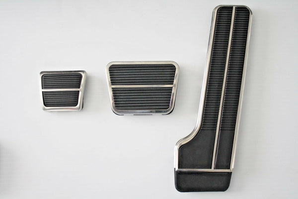67-70 Chevy C10 Truck Deluxe Gas, Brake & Emergency Pedal Pads w/Stainless Trim