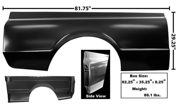 67 Chevy C10 Truck Passenger Side Shortbed 6' Bedside RH