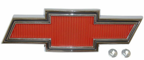 67-68 Chevy C10/K10 Truck Suburban Red & Chrome Grill Bow-Tie Emblem