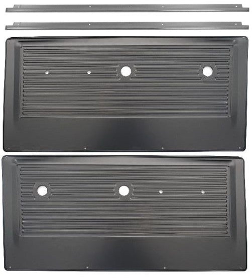 67-72 Chevy/GMC Pickup Truck Black Interior Door Panels with Chrome Trim & Screws