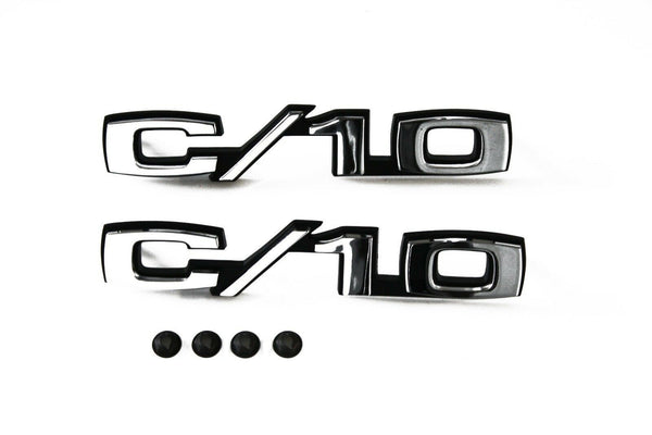 67-72 Chevy/GMC C10 Truck LH & RH C/10 Fender Emblems Pair w/Fasteners