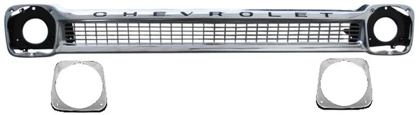 64-66 Chevy Truck Aluminum Grille Shell with Chevrolet Lettering & Head Light Bezels
