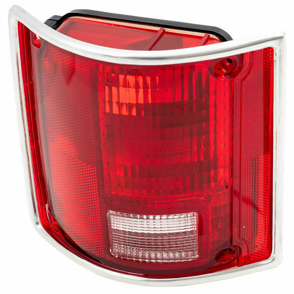 73-91 Chevy/GMC Truck Fleetside Rear Red Tail Light Lenses with Chrome Trim Pair