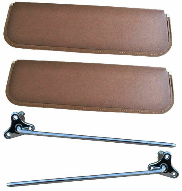 47-53 Chevy/GMC Truck Brown Sunvisor Pad & Mounting Arm Set RH & LH Pair